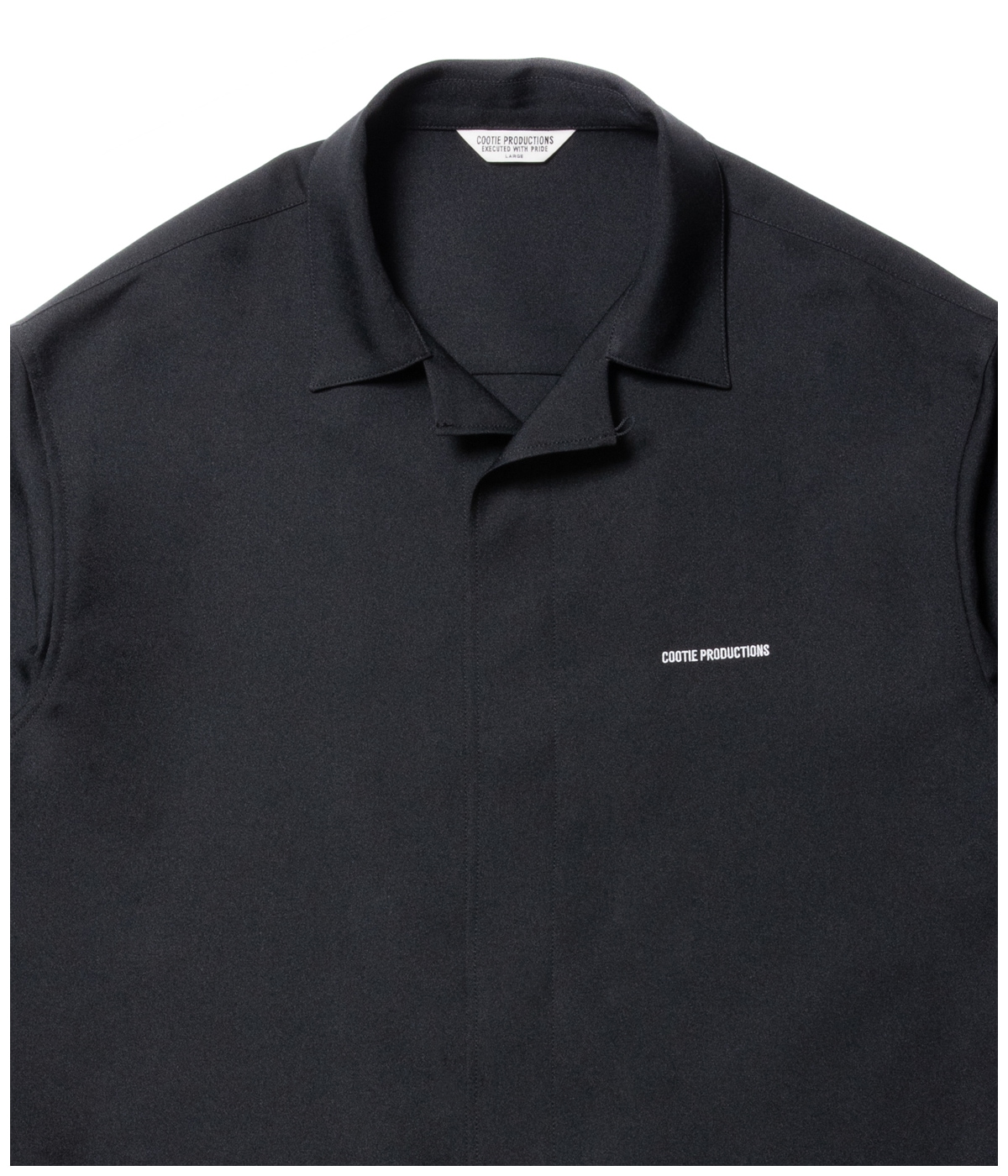COOTIE Polyester Twill Front Shirt シャツ　L COOTIE PRODUCTIONS / Polyester Twill Fly Front L/S Shirt -Black-