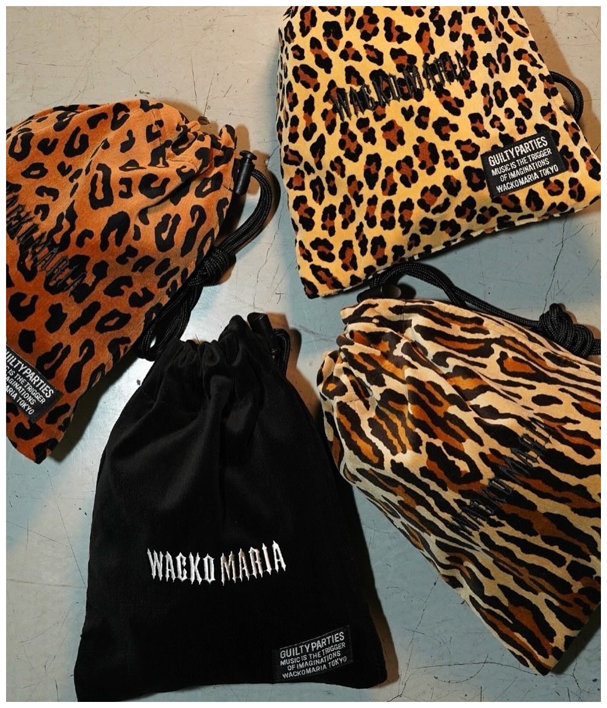VELOUR DRAWSTRING BAG【BLACK】｜WACKO MARIA｜MELTING POT（正規取扱