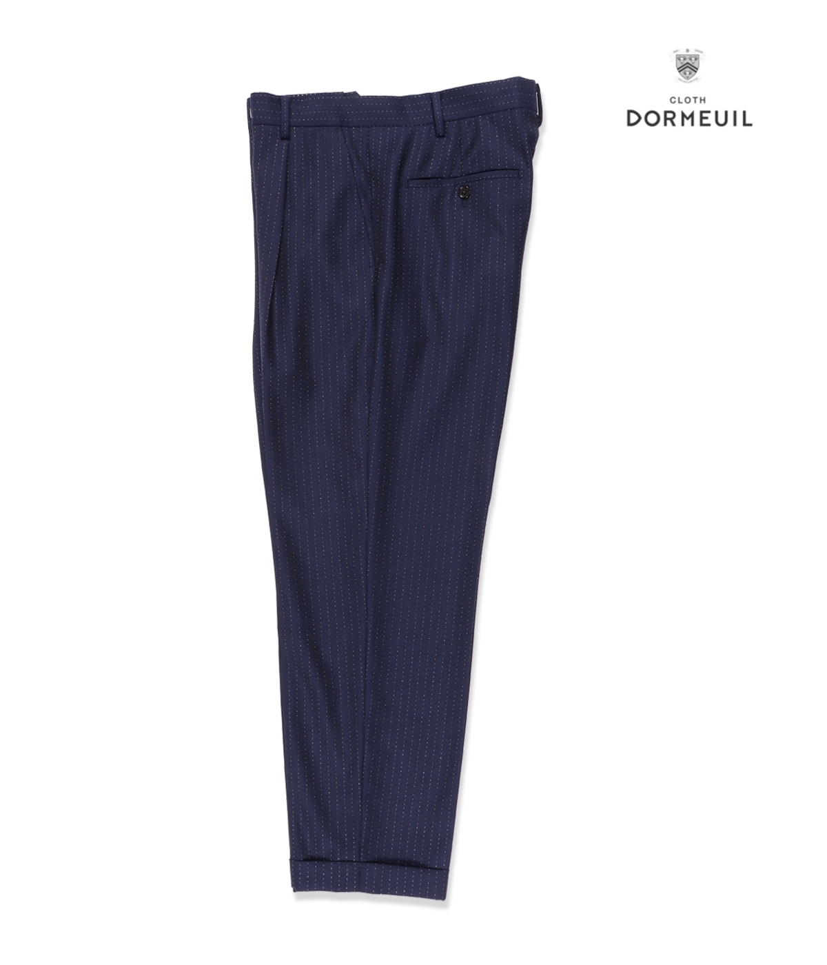 GLITTER STRIPED PLEATED TROUSERS (TYPE-1) -DORMEUL-【NAVY