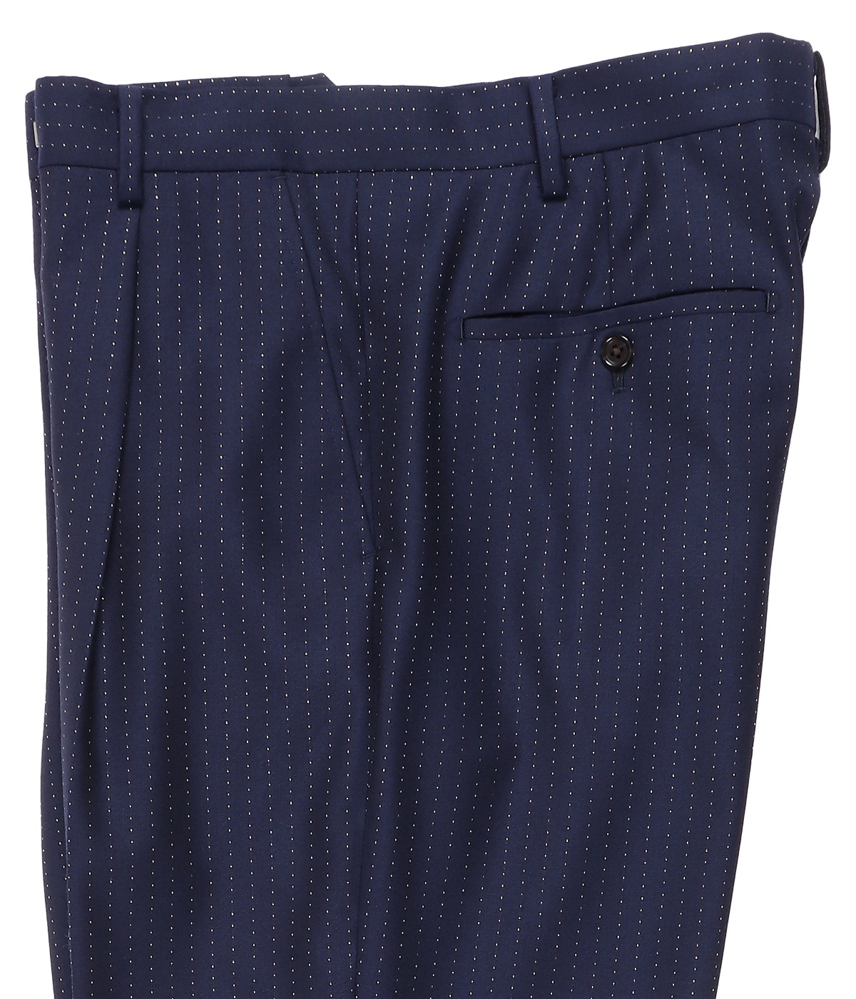 DORMEUIL / GLITTER STRIPED DOUBLE PLEATED TROUSERS【GREEN