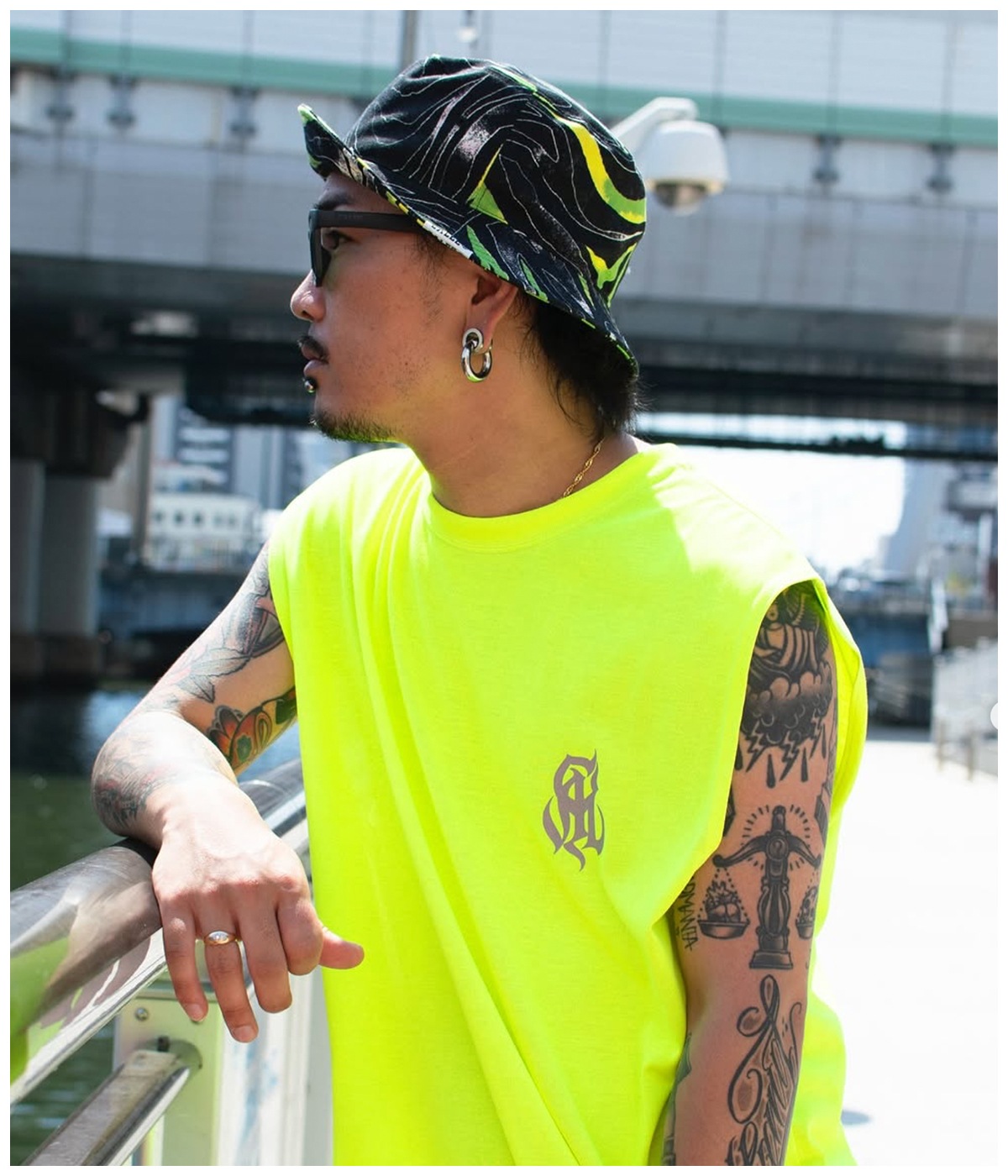 CAMO PATTERN BUCKET HAT【BLACK/GREEN】