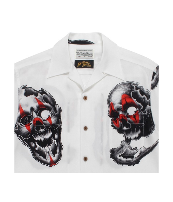 56 TATTOO STUDIO / S/S HAWAIIAN SHIRT (TYPE-2)【WHITE】｜WACKO