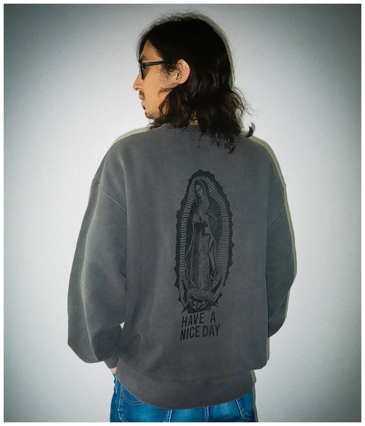 WASHED HEAVY WEIGHT SWEAT SHIRT (TYPE-2)【GRAY-BLACK】