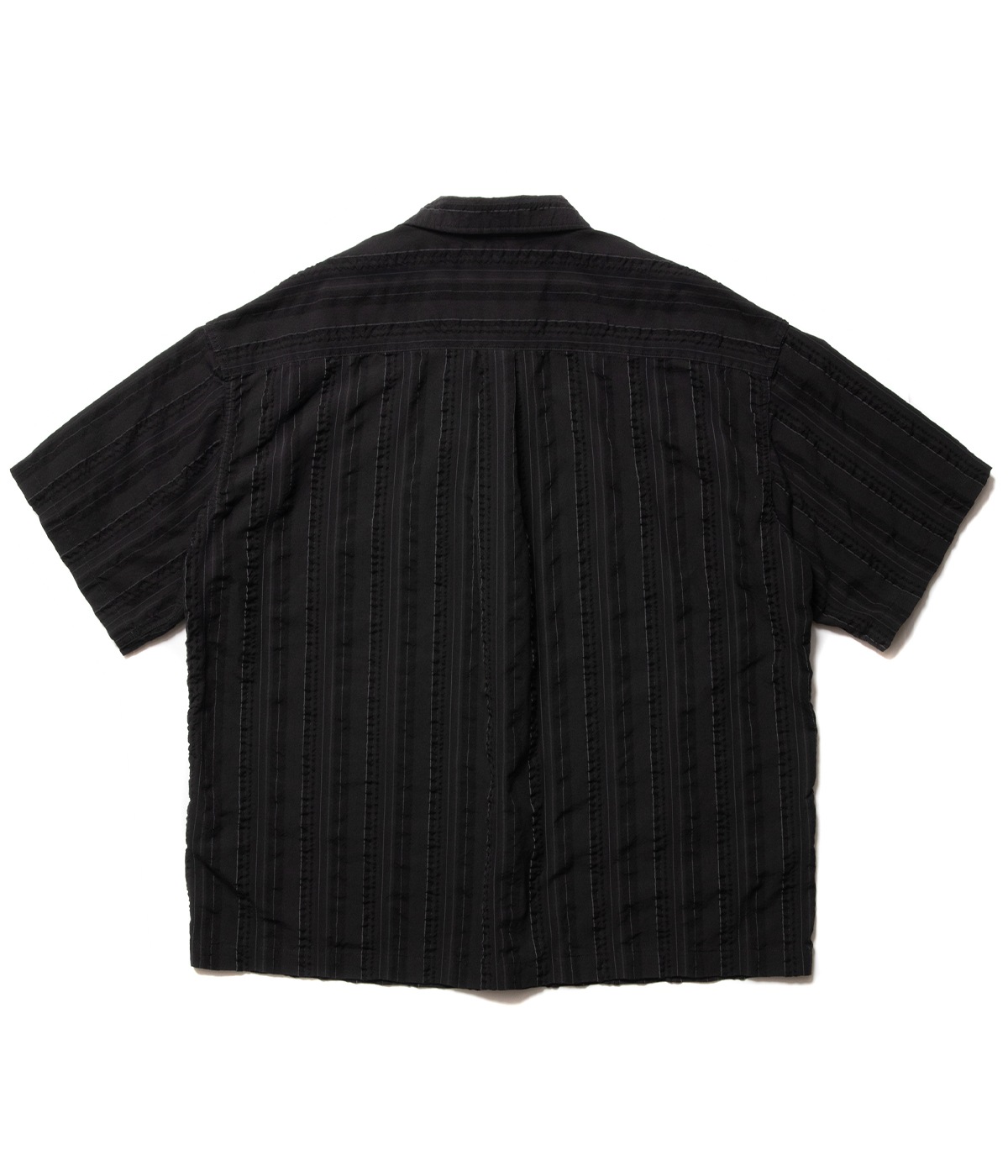 Stripe Sucker Cloth Open Collar S/S Shirt【BLACK】｜COOTIE 