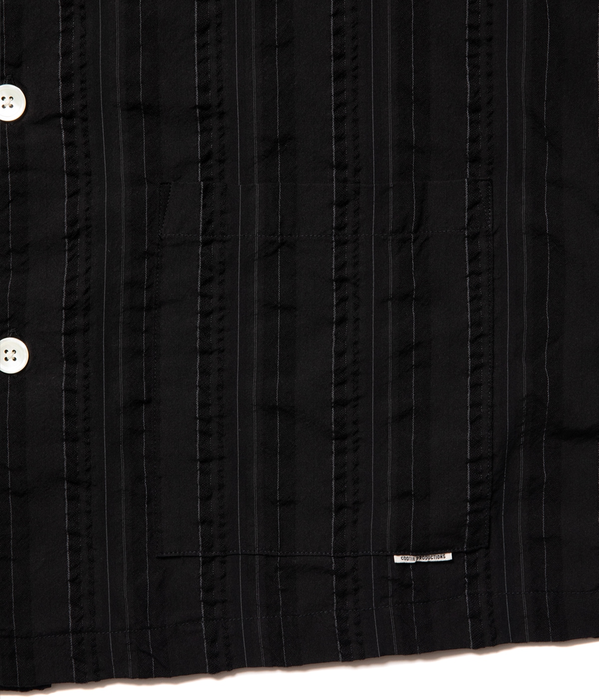 Stripe Sucker Cloth Open Collar S/S Shirt【BLACK】｜COOTIE
