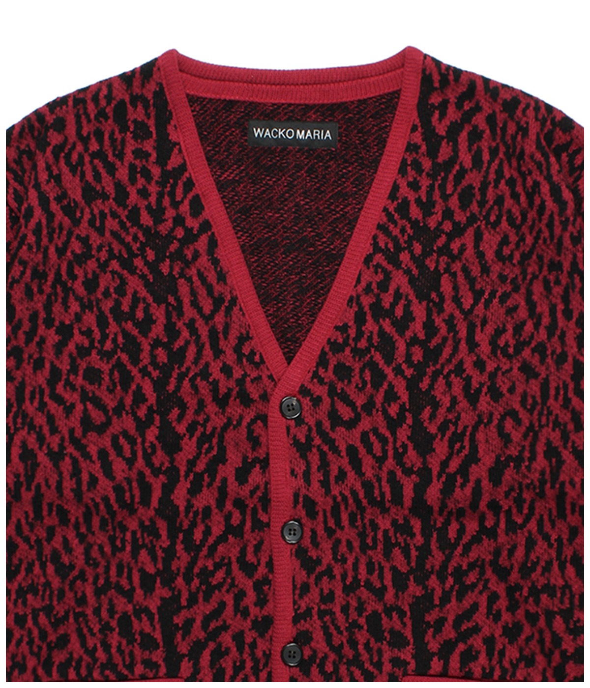 LEOPARD JACQUARD KNIT CARDIGAN (TYPE-1)【RED】｜WACKO MARIA