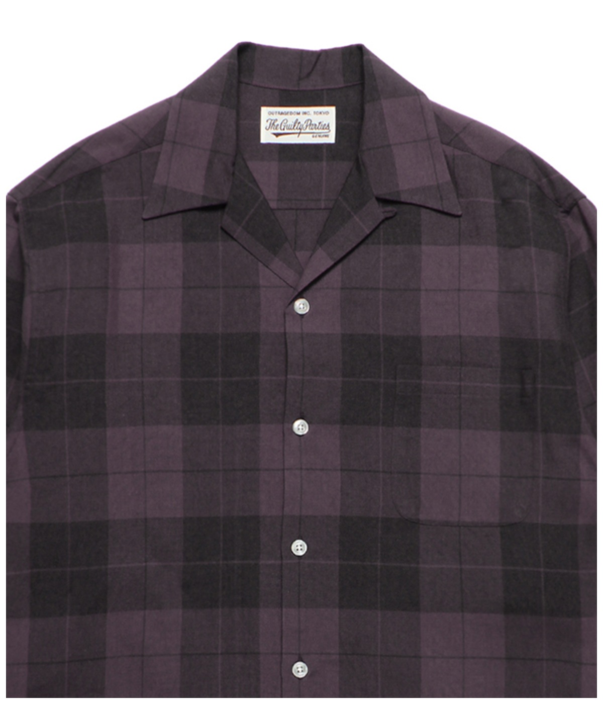 OMBRE CHECK OPEN COLLAR SHIRT【PURPLE】