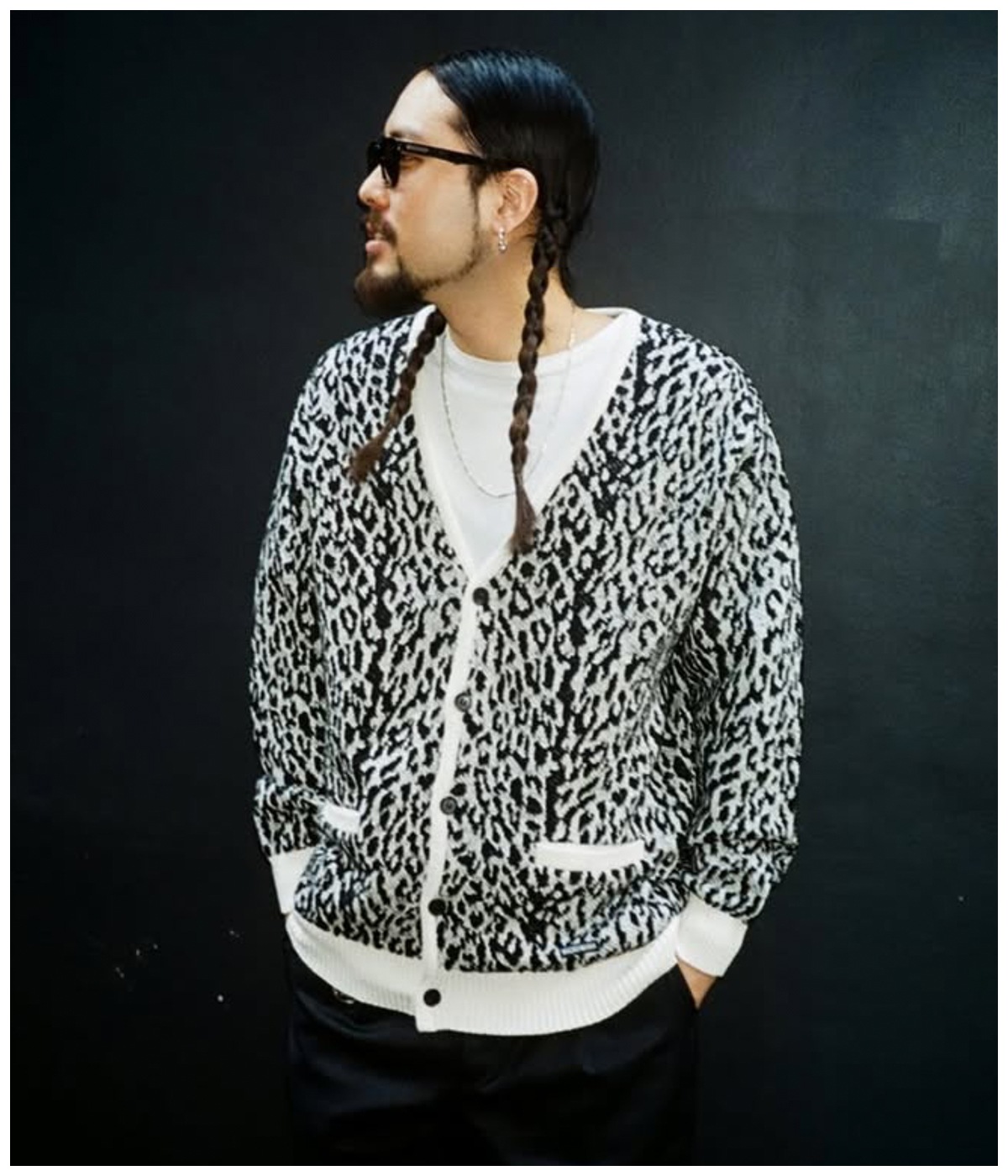 LEOPARD JACQUARD KNIT CARDIGAN (TYPE-1)【WHITE】｜WACKO MARIA