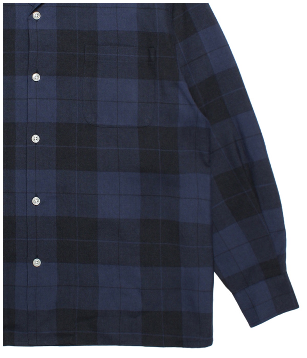 OMBRE CHECK OPEN COLLAR SHIRT【NAVY】