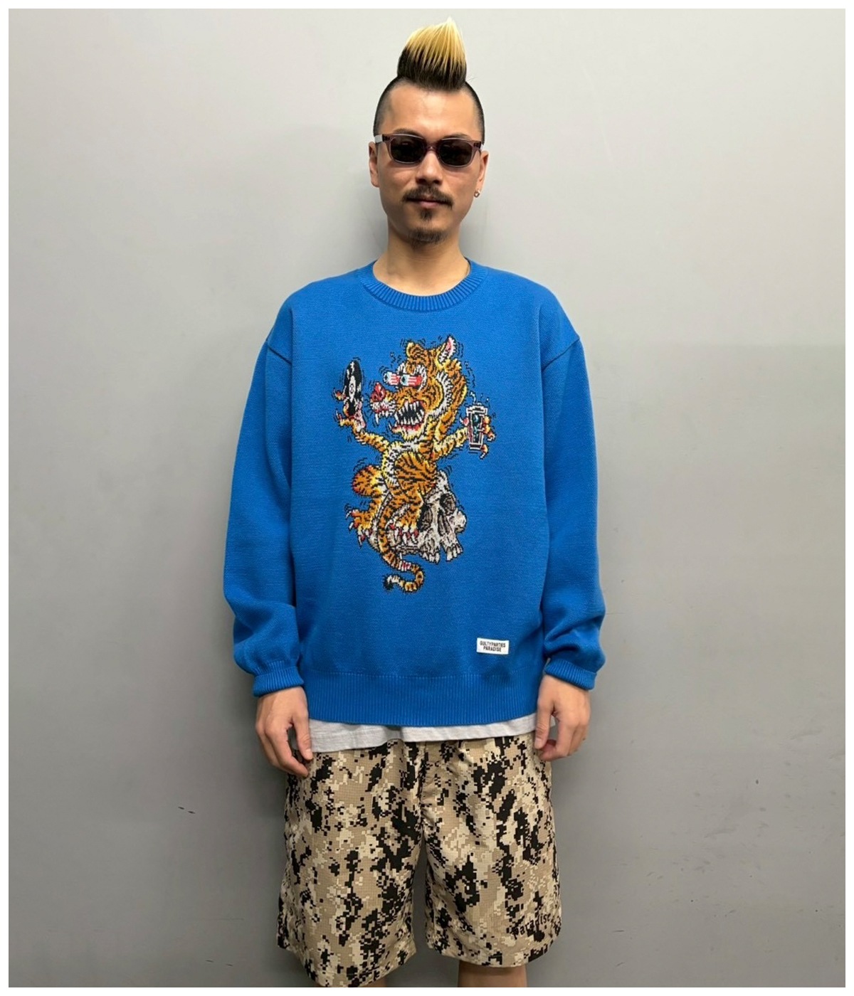 TIM LEHI / JACQUARD KNIT SWEATER【BLUE】｜WACKO MARIA｜MELTING POT