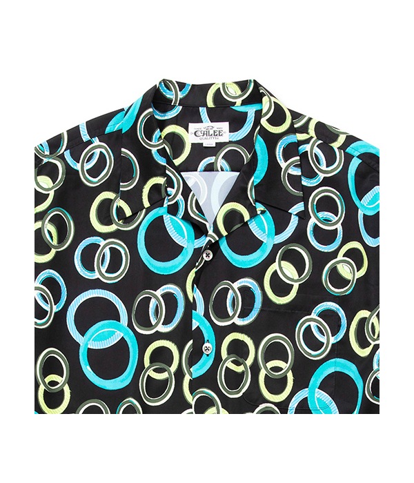 CALEE_ オープンカラーシャツ ALLOVER ANNULS PATTER ALLOVER ANNULUS PATTERN S/S SHIRT【BLACK】｜CALEE｜MELTING POT