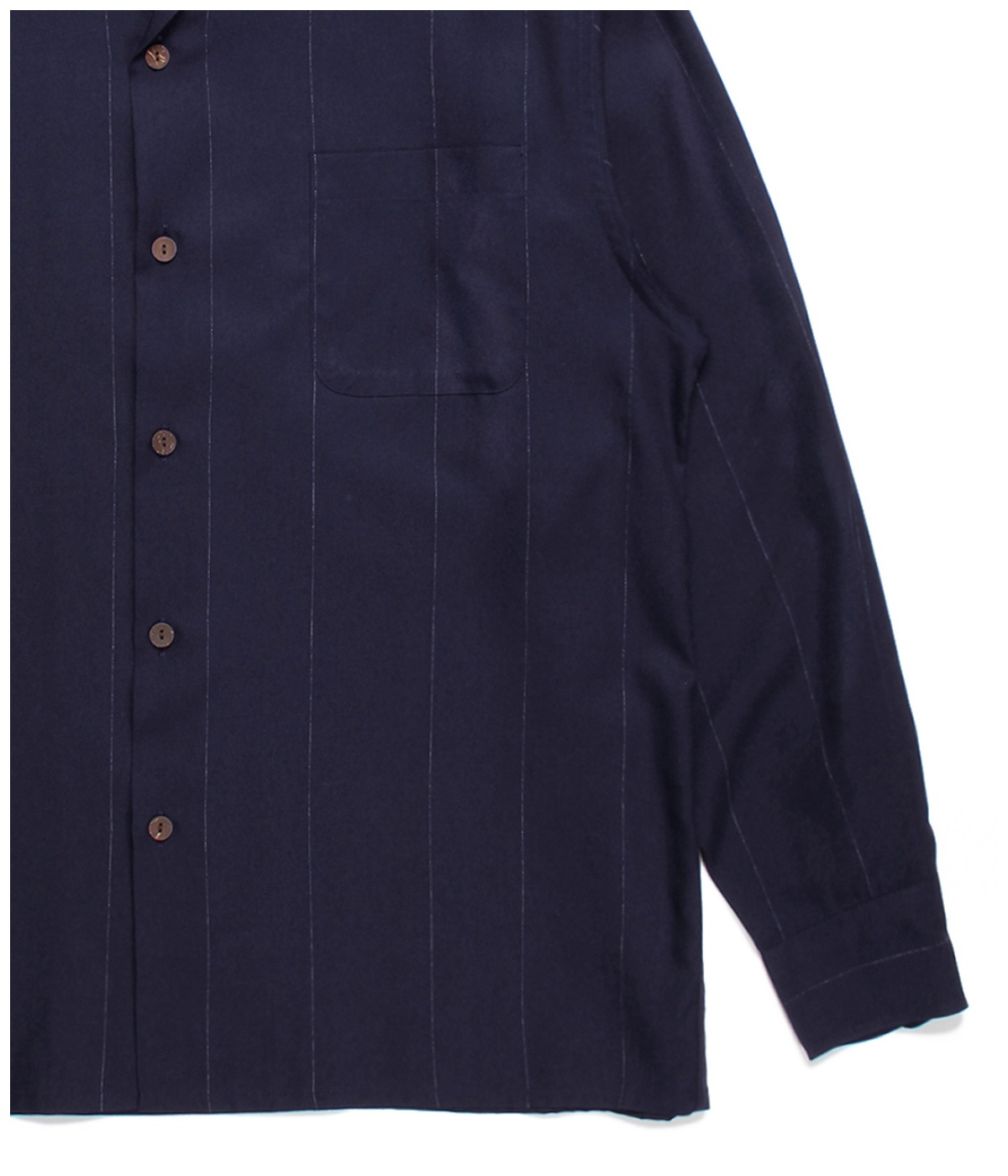 KASURI STRIPED OPEN COLLAR SHIRT【NAVY】｜WACKO MARIA｜MELTING POT