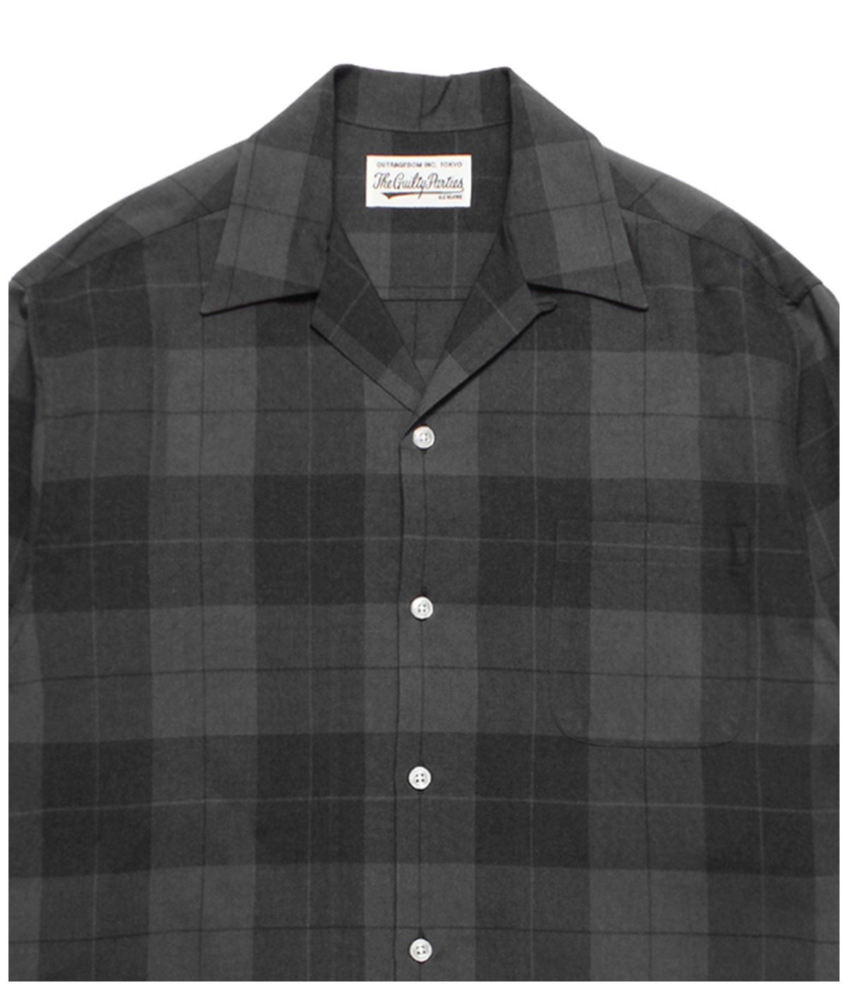 OMBRE CHECK OPEN COLLAR SHIRT【GRAY】