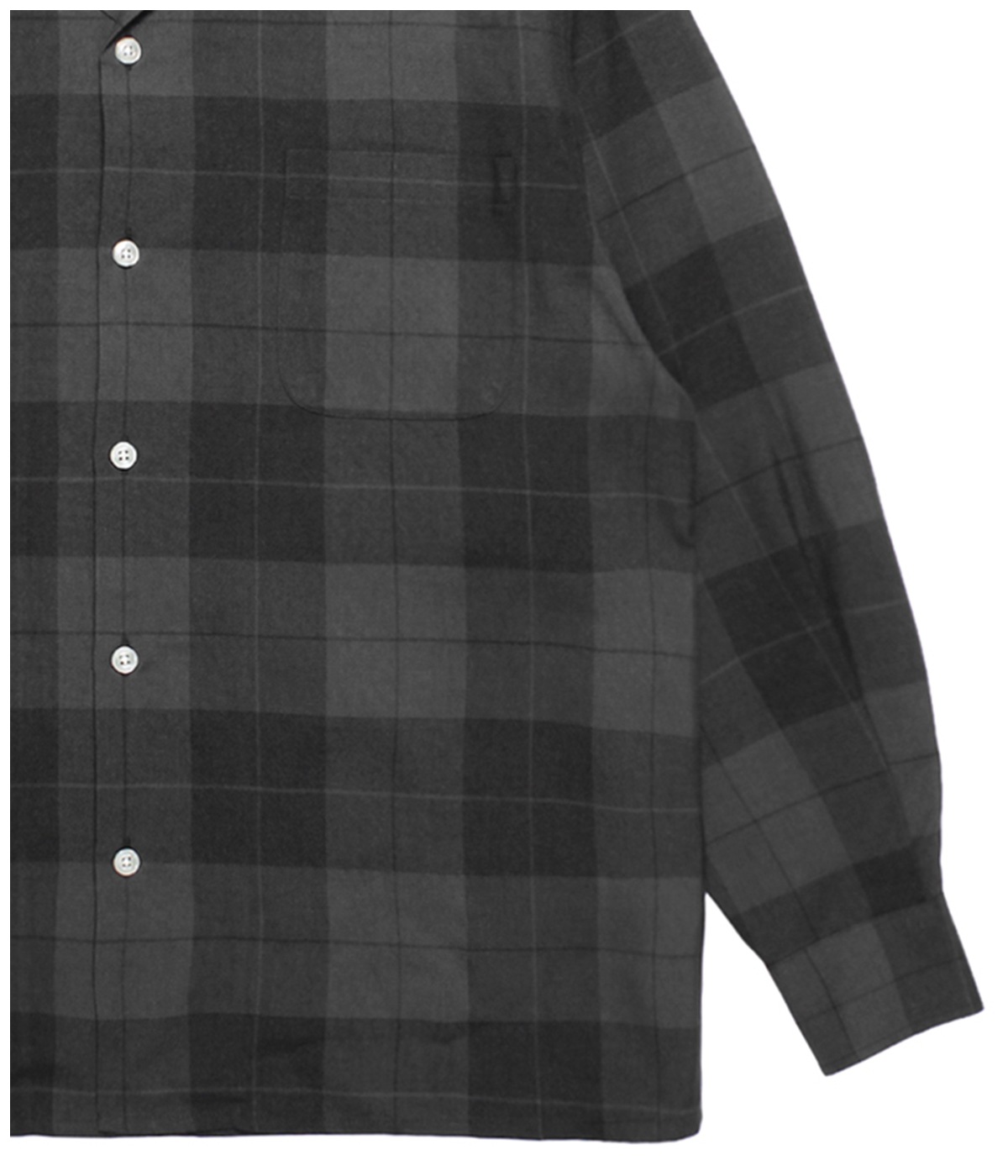 OMBRE CHECK OPEN COLLAR SHIRT【GRAY】