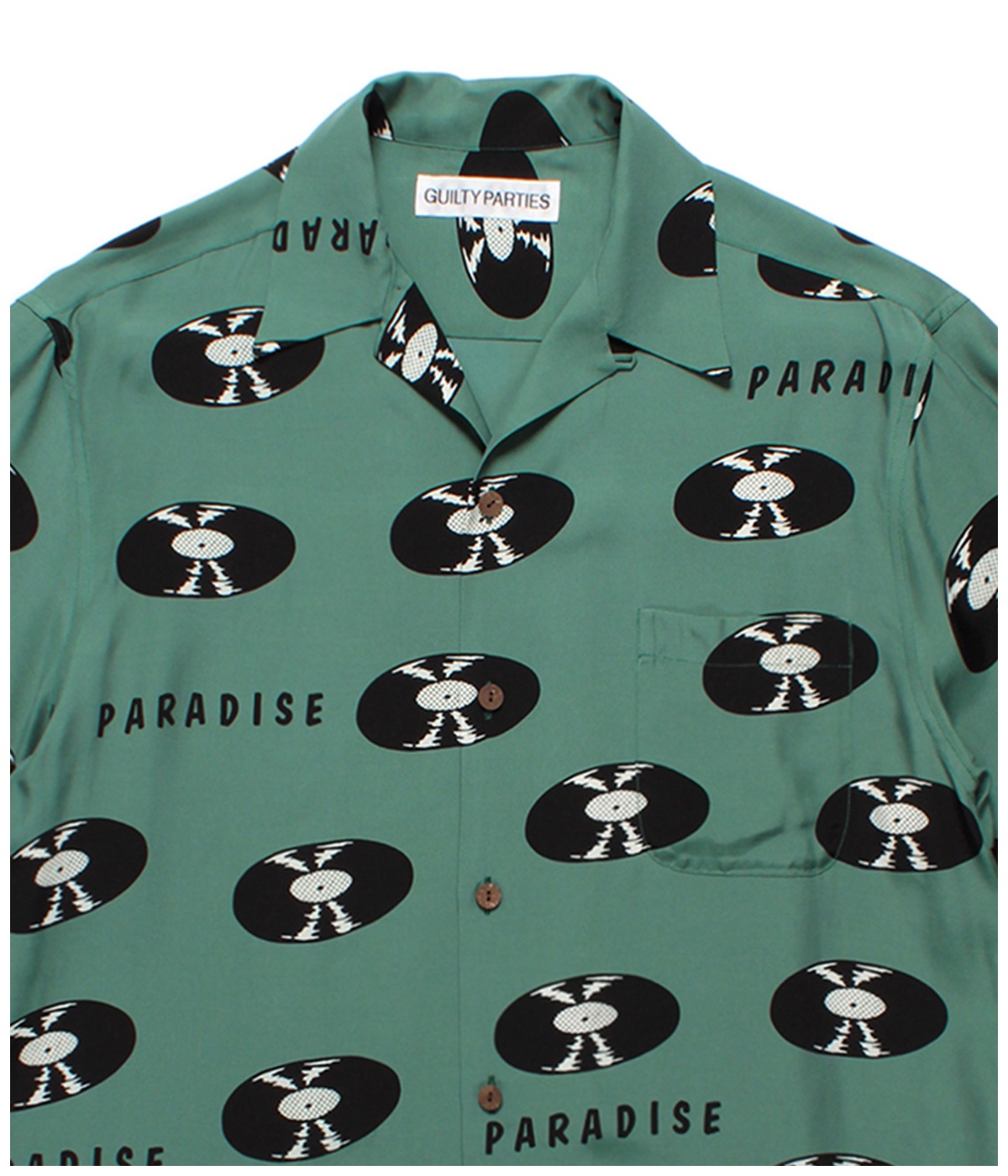 RECORDS HAWAIIAN SHIRT【GREEN】｜WACKO MARIA｜MELTING POT（正規 