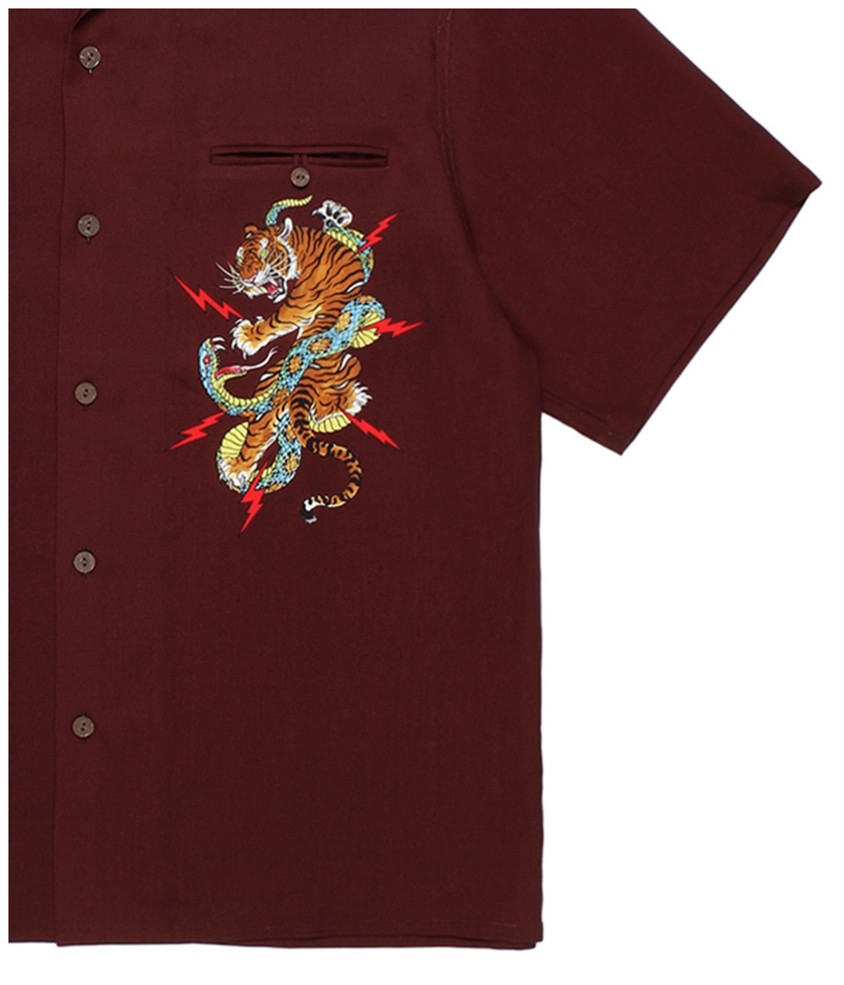 チャムさん　激レア！MABO  HAWAII TEAM 袖革ス TIM LEHI / 50'S OPEN COLLAR SHIRT【BURGUNDY】｜WACKO MARIA