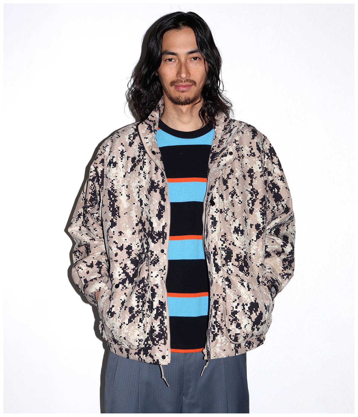 STRIPED T-SHIRT【L-BLUE】｜WACKO MARIA｜MELTING POT（正規取扱店 
