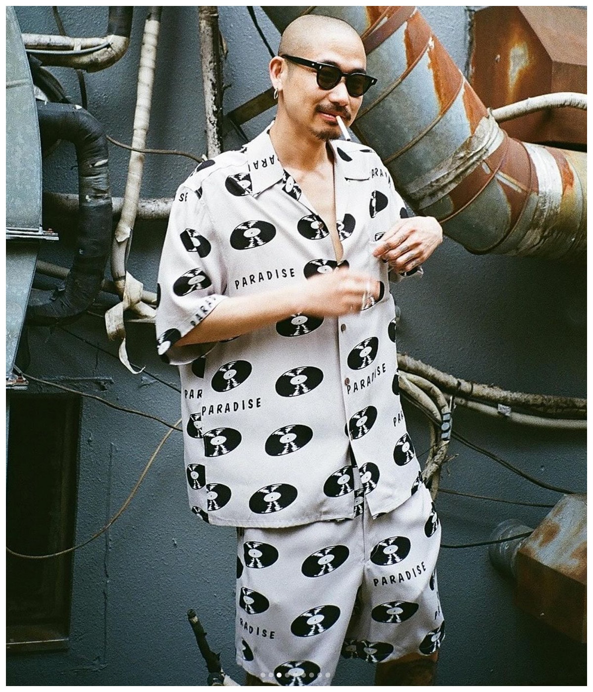 RECORDS HAWAIIAN SHIRT【BROWN】｜WACKO MARIA｜MELTING POT（正規