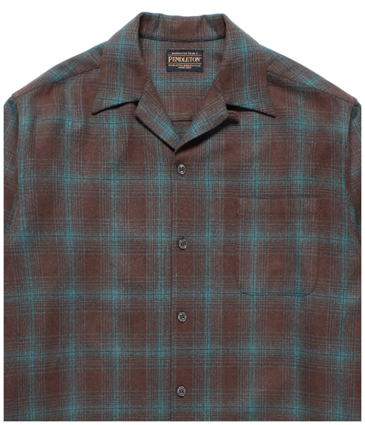 PENDOLTON / WOOL OMBRE CHECK OPEN COLLAR SHIRT (TYPE-3