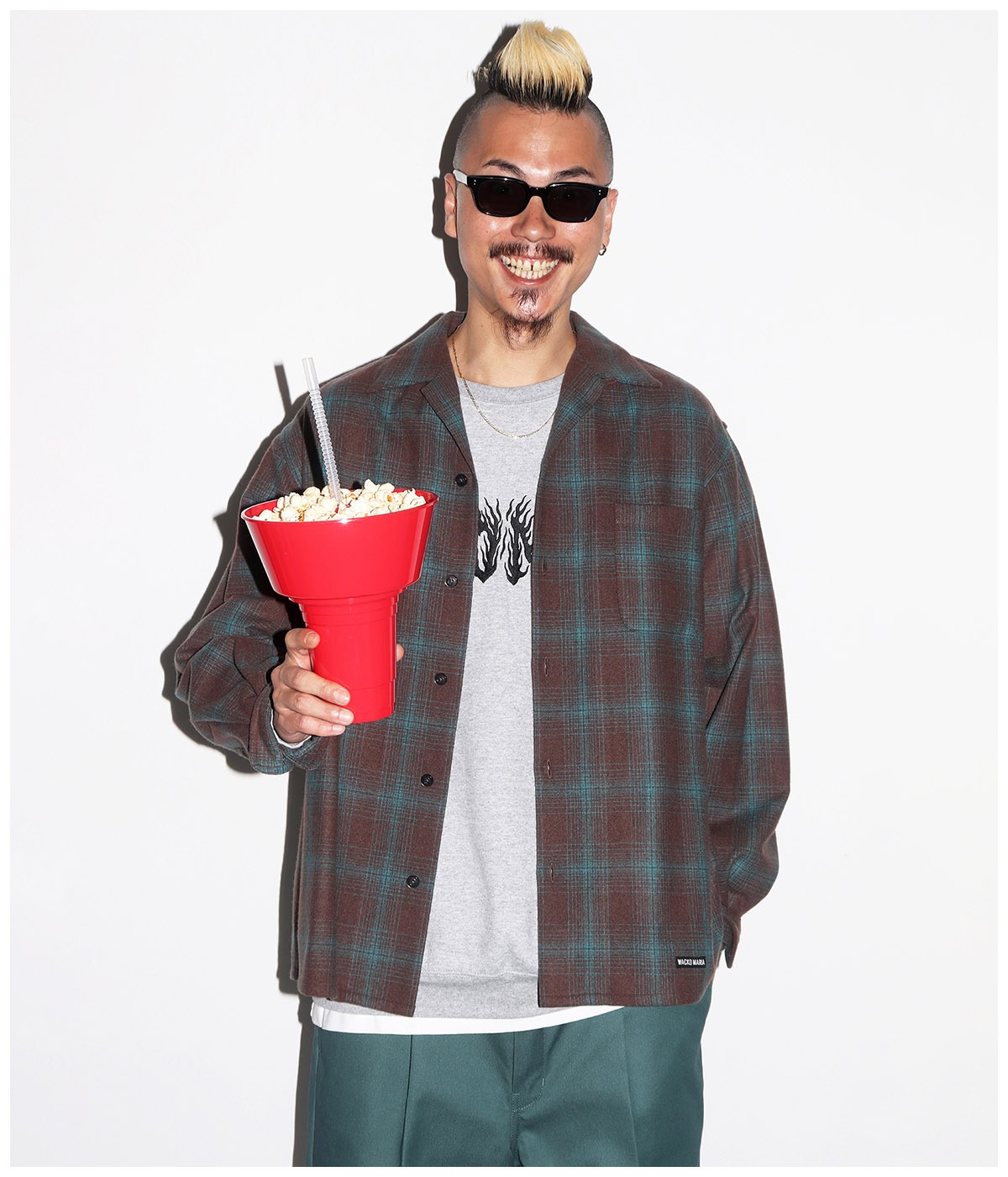 トップス wackomaria PENDLETON OMBRE CHECK SHIRT PENDLETON WOOL OMBRE CHECK OPEN COLLAR SHIRT-WACKO MARIA