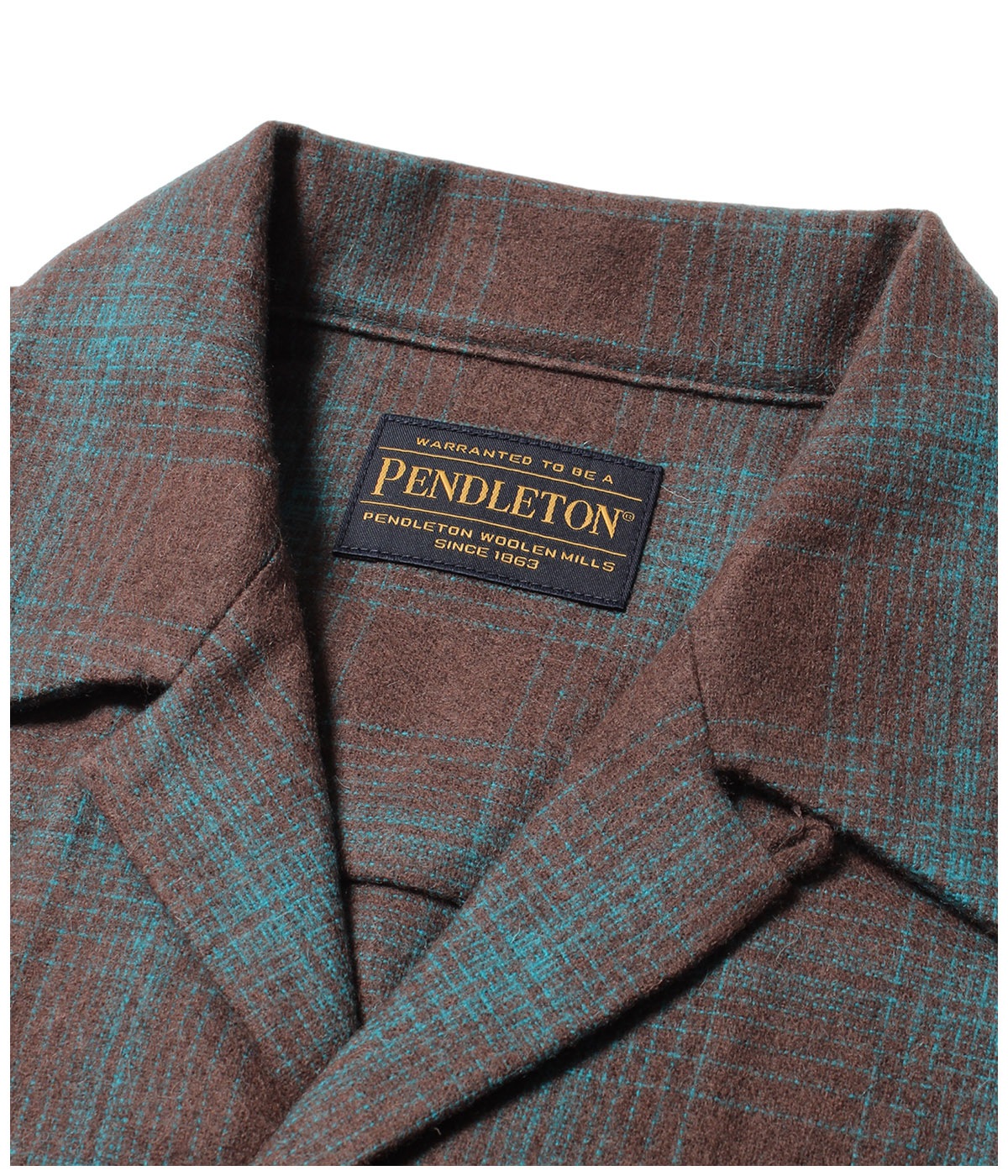 PENDOLTON / WOOL OMBRE CHECK OPEN COLLAR SHIRT (TYPE-3)【BROWN