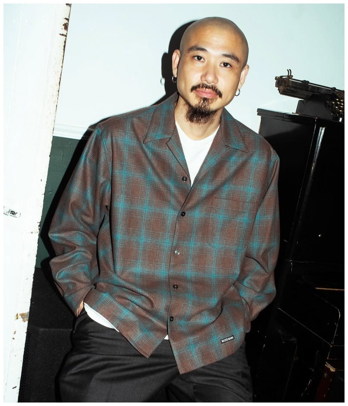 PENDOLTON / WOOL OMBRE CHECK OPEN COLLAR SHIRT (TYPE-3