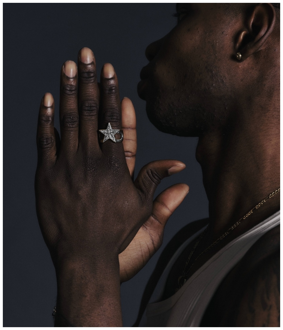 Engraved Star Ring【SILVER950】