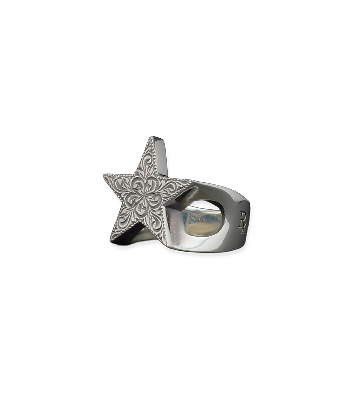 Engraved Star Ring【SILVER950】