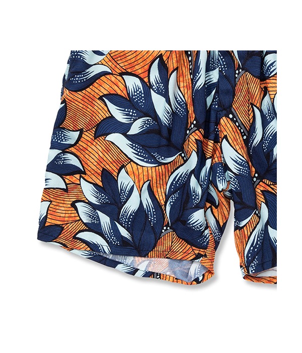 ALLOVER FLOWER PATTERN AMUNZEN CLOTH SHORTS【ORANGE】