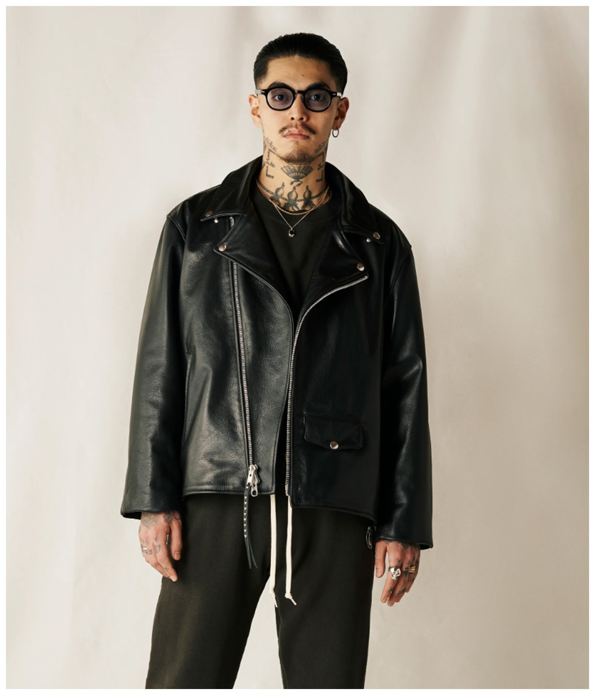 ジャケット・アウター calee vanson leather jkt VANSON LEATHER®︎ OVER SIZE DOUBLE RAIDERS JACKET【BLACK