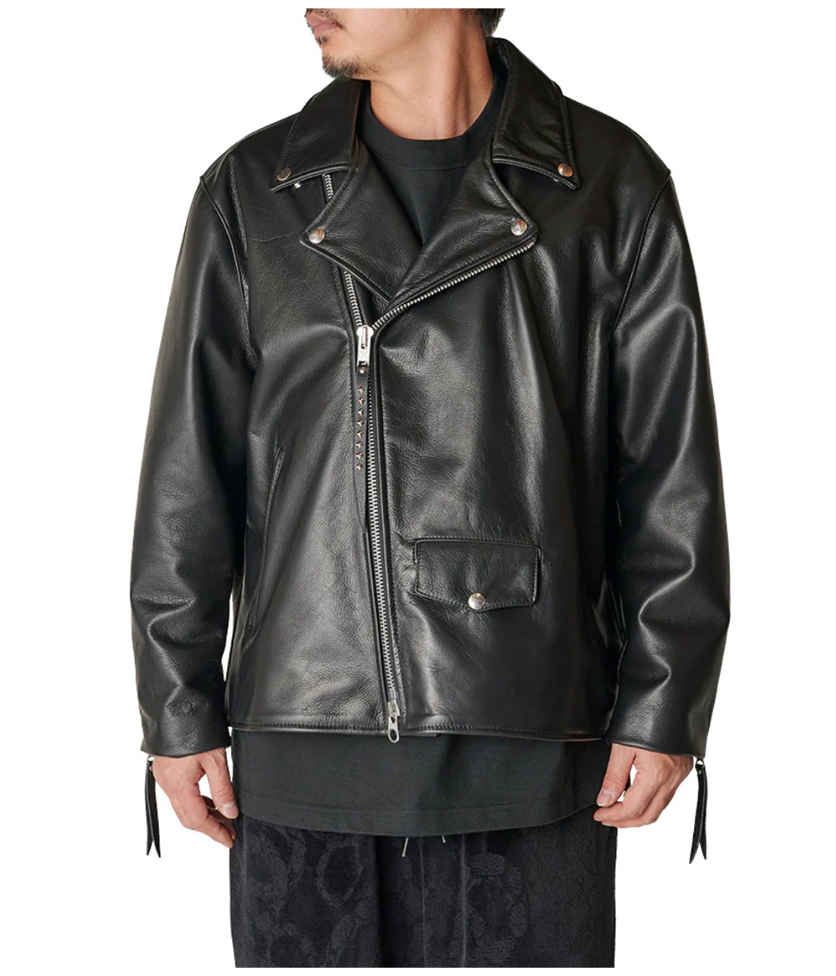バンソンプルオーバーレザージャケット VANSON LEATHER®︎ OVER SIZE DOUBLE RAIDERS JACKET【BLACK