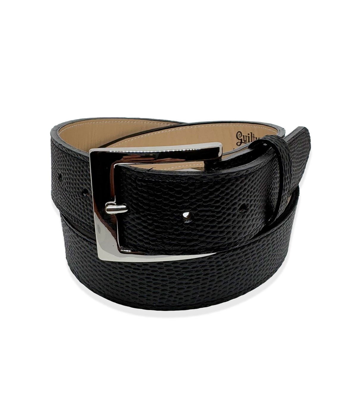LEATHER BELT (LIZARD EMBOSS)【BLACK】