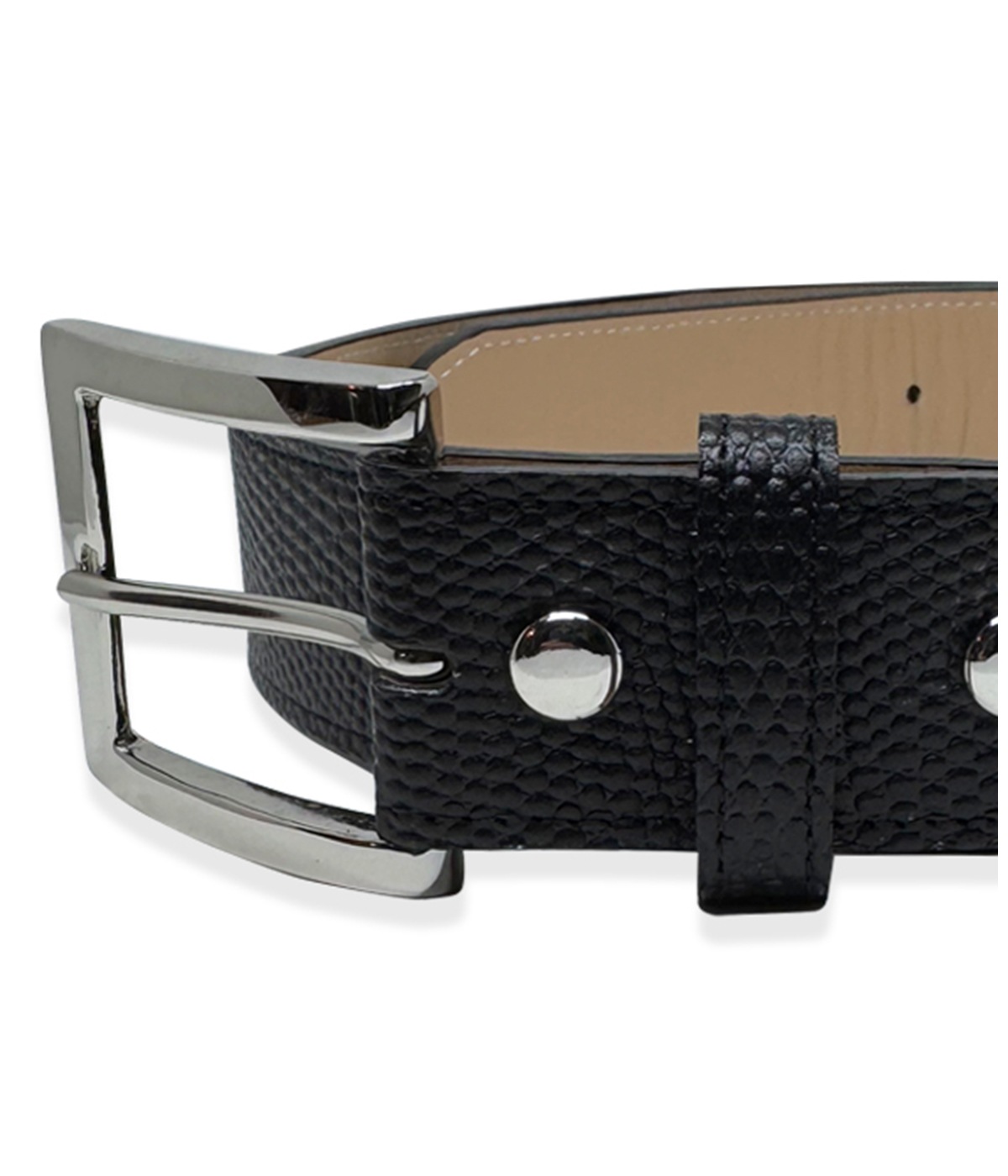 LEATHER BELT (LIZARD EMBOSS)【BLACK】