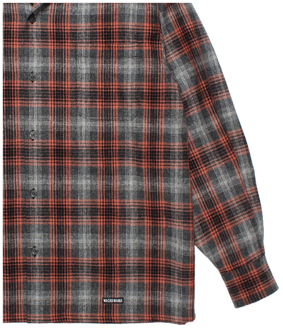 PENDOLTON / WOOL OMBRE CHECK OPEN COLLAR SHIRT (TYPE-2)【GRAY