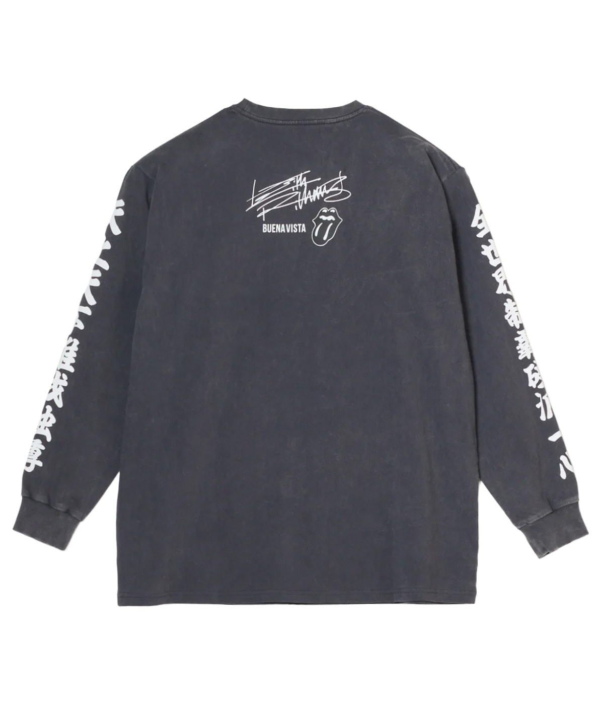 Rolling stones rip&tongue pigment L/S tee【BLACK】｜BUENA VISTA