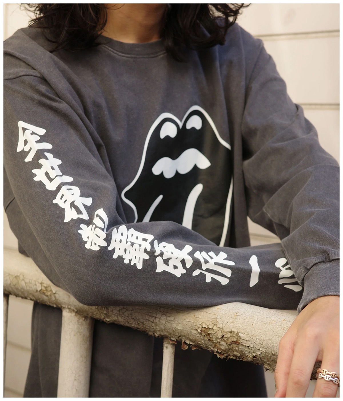 ローリングストーンズ ロンT 90s00sAuthentic Pigment Rolling stones rip&tongue pigment L/S tee【BLACK】｜BUENA VISTA