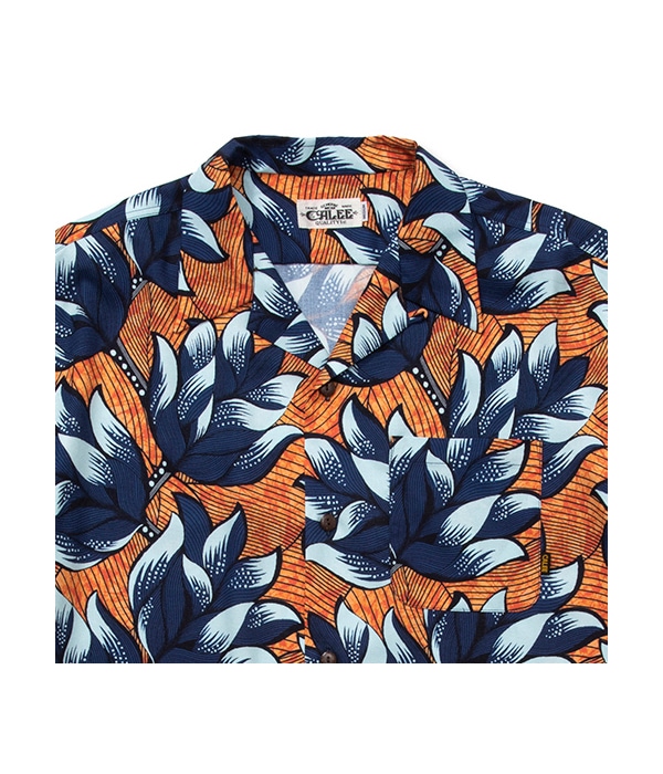 ALLOVER FLOWER PATTERN AMUNZEN CLOTH S/S SHIRT【ORANGE】｜CALEE