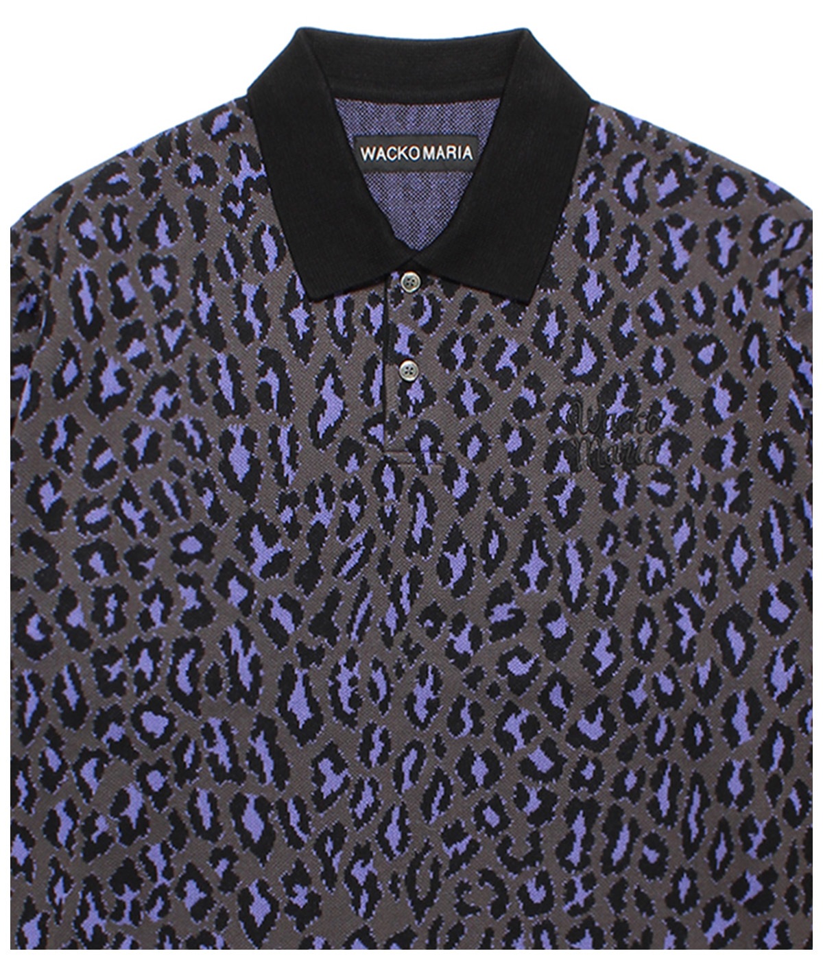 LEOPARD JACQUARD KNIT POLO SHIRT【CHARCOAL】｜WACKO MARIA｜MELTING