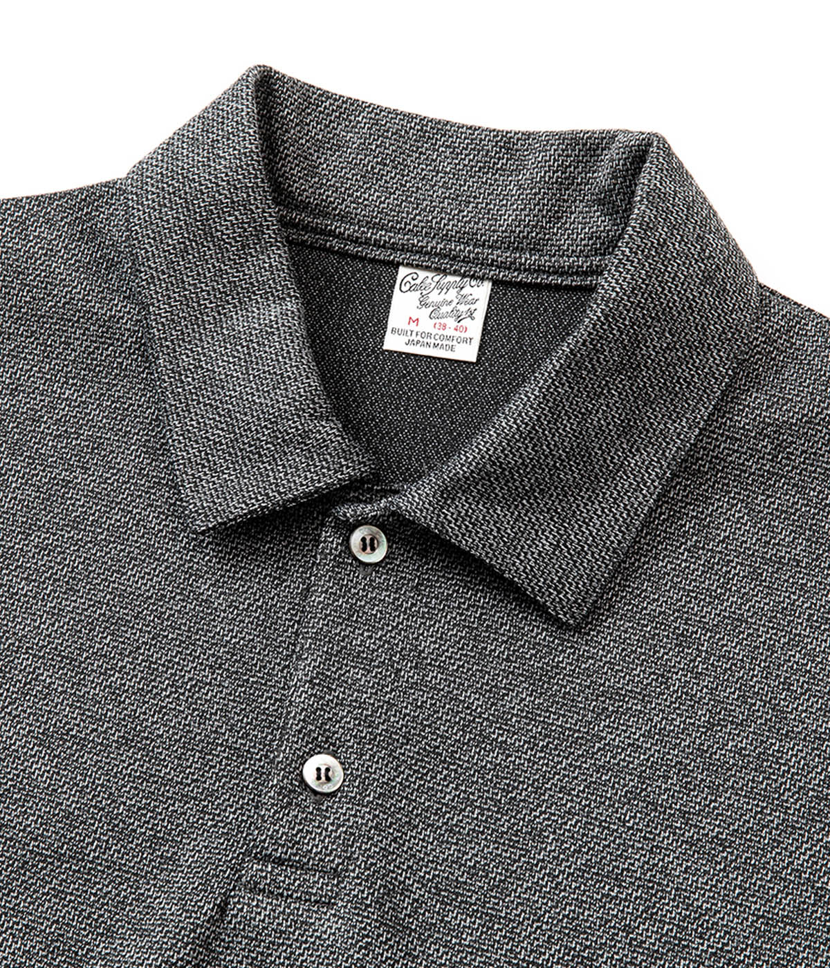MIX TWEED JERSEY TYPE DROP SHOULDEER POLO SHIRT【GRAY】
