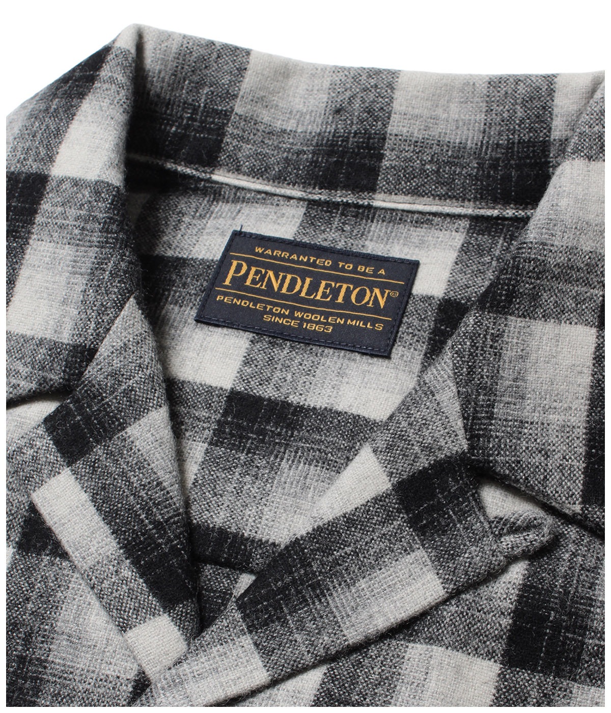 PENDOLTON / WOOL OMBRE CHECK OPEN COLLAR SHIRT (TYPE-1)【WHITE