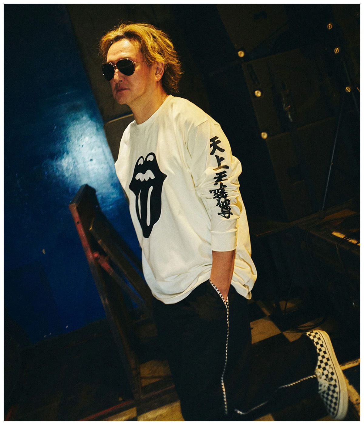 Rolling stones rip&tongue pigment L/S tee【WHITE】｜BUENA VISTA