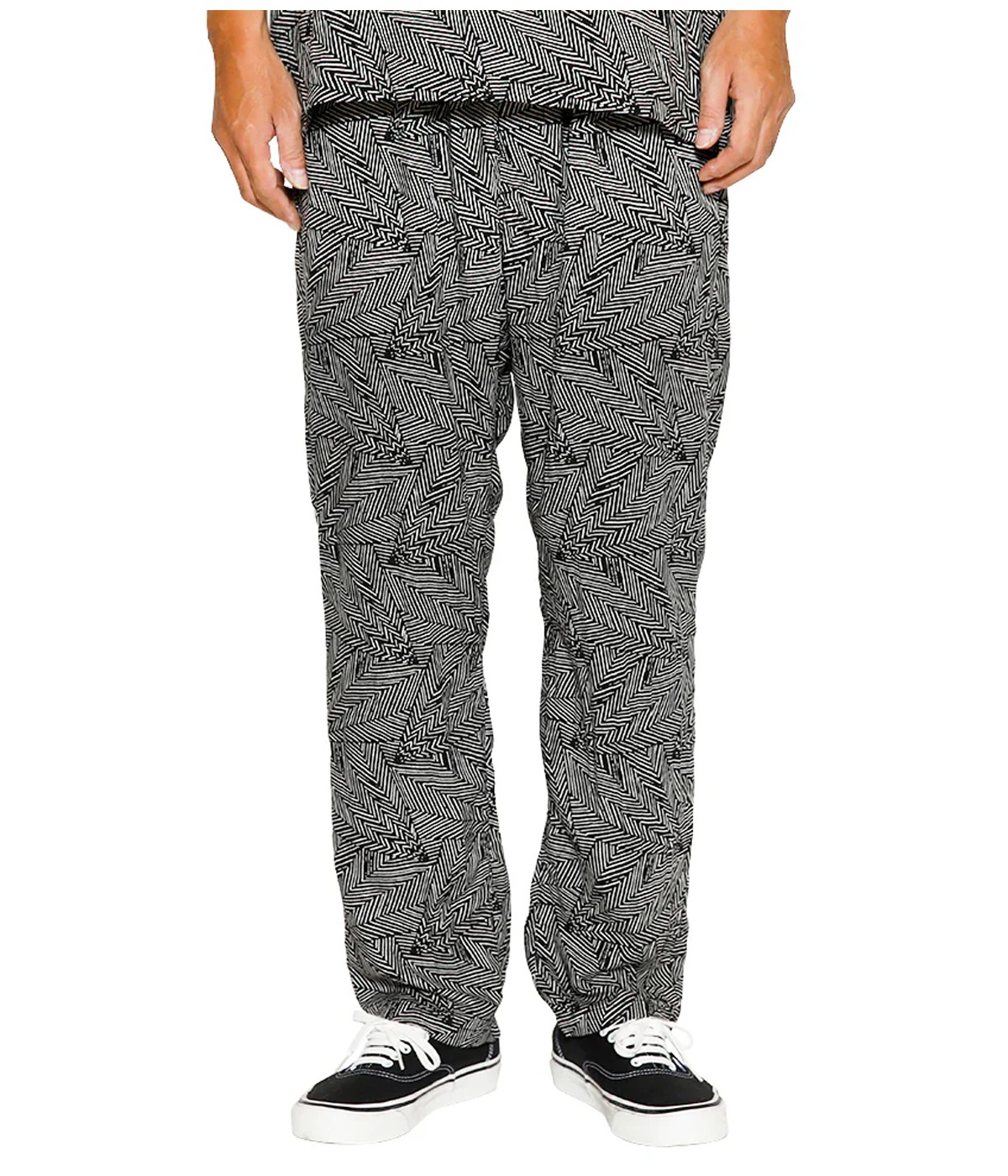 P/R GEOMETRIC PATTERN EASY TROUSERS【BLACK】