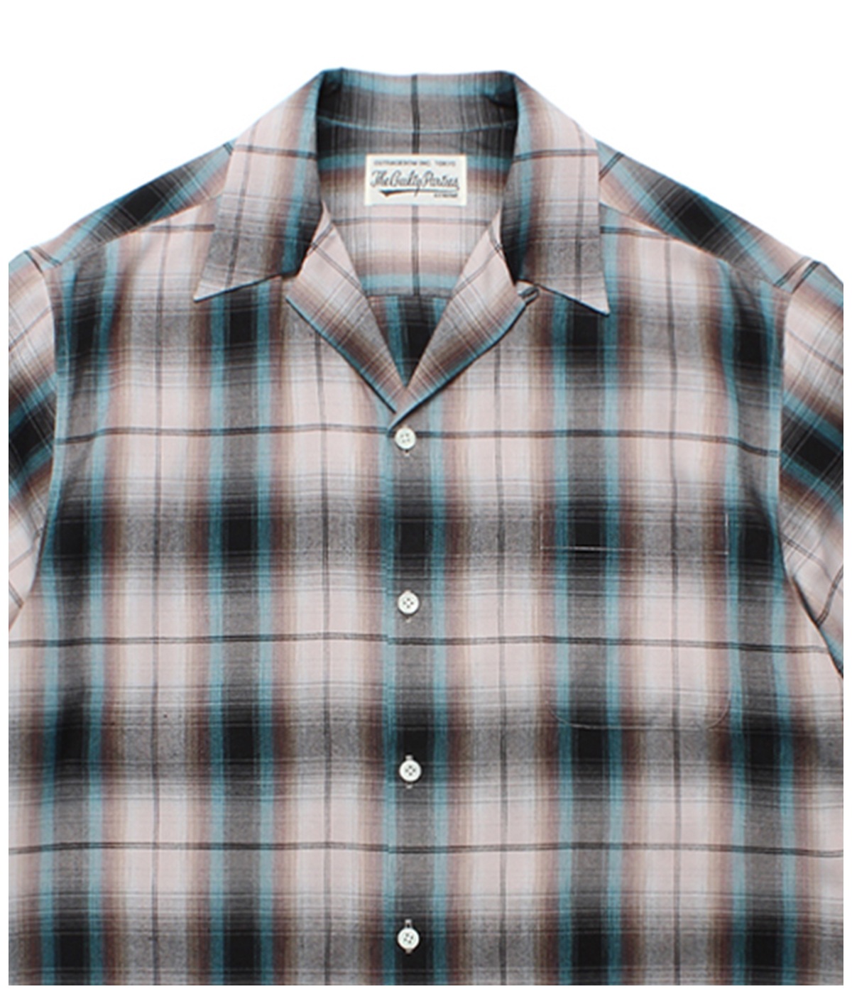 OMBRE CHECK OPEN COLLAR SHIRT (TYPE-2)【BROWN】