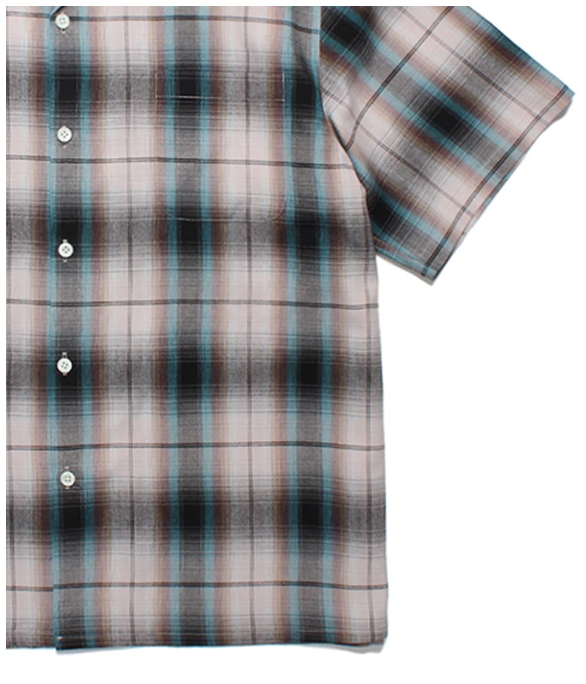 OMBRE CHECK OPEN COLLAR SHIRT (TYPE-2)【BROWN】