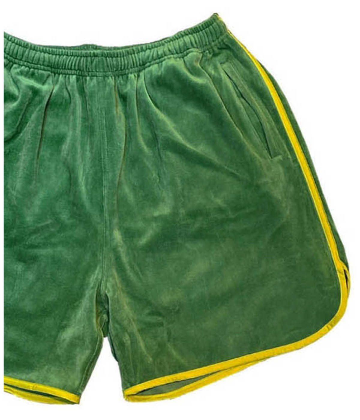 exodus VELOUR RESORT BAGGIE SHORTS エクソダス VELOUR ATHLETIC SHORTS【GREEN×YELLOW】｜exodus brand™｜MELTING POT