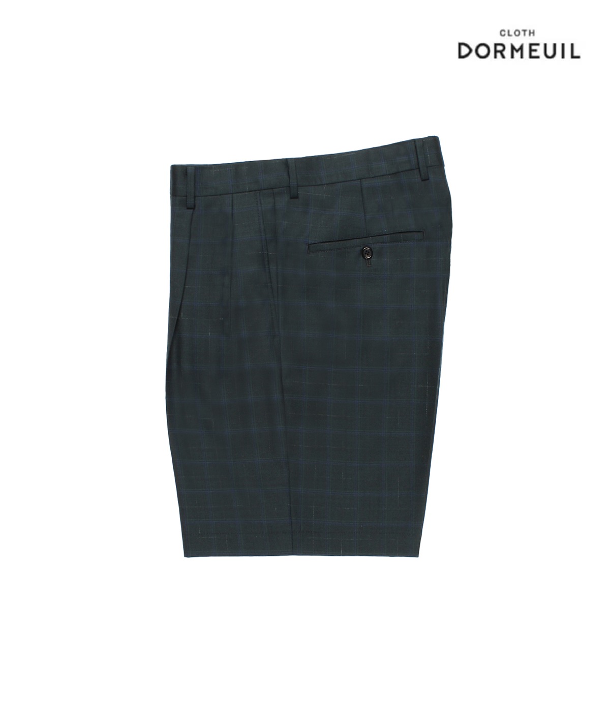 DORMEUIL / CHECK DOUBLE PLEATED SHORT TROUSERS (TYPE-9)【D-GREEN