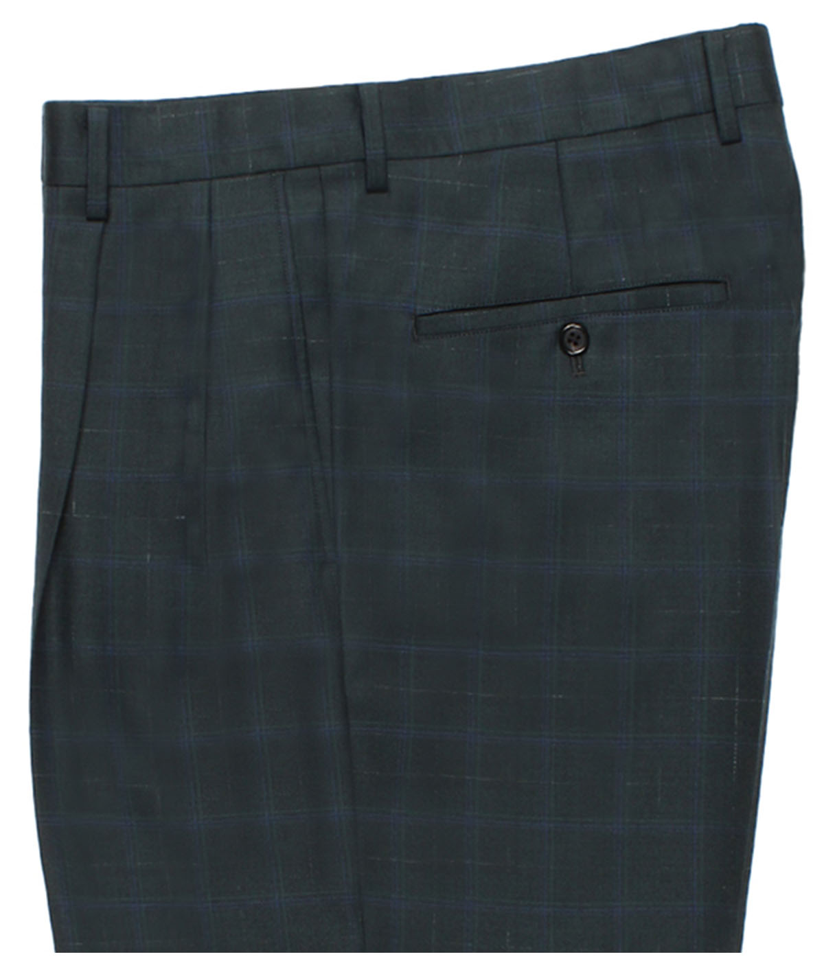 DORMEUIL / CHECK DOUBLE PLEATED SHORT TROUSERS (TYPE-9)【D-GREEN