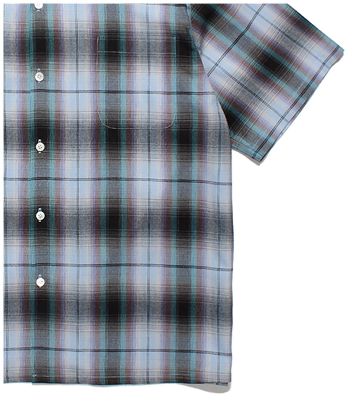 OMBRE CHECK OPEN COLLAR SHIRT (TYPE-2)【BLUE】｜WACKO MARIA