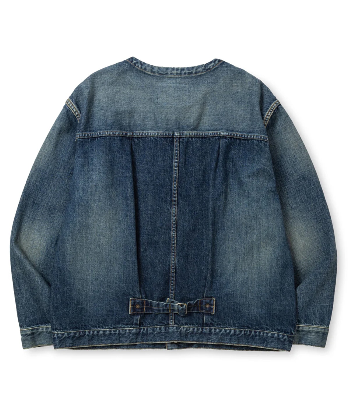 1ST TYPE NO COLLAR DENIM JACKET 【USED INDIGO BLUE】｜CALEE