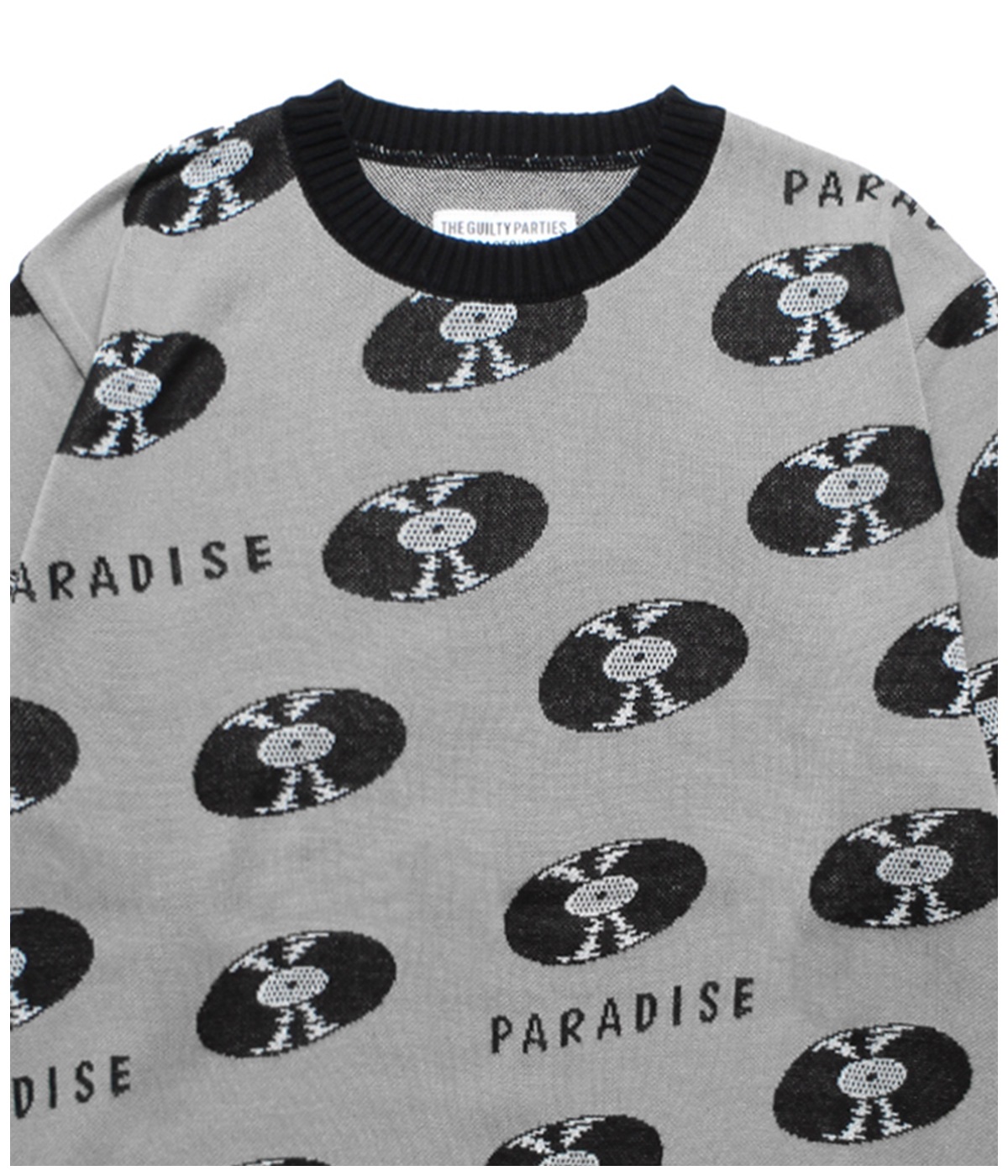 WACKOMARIA RECORDS JACQUARD SWEATER グレー